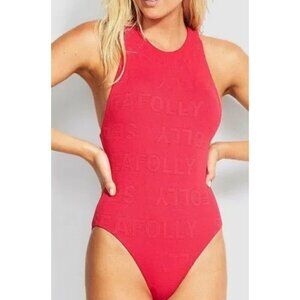 New Seafolly High Neck Maillot Swimsuit Womens 10 Persian Pink Bathing Suit